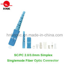 Sc PC 3.0mm Simplex Singlemode Fiber Optic Connector